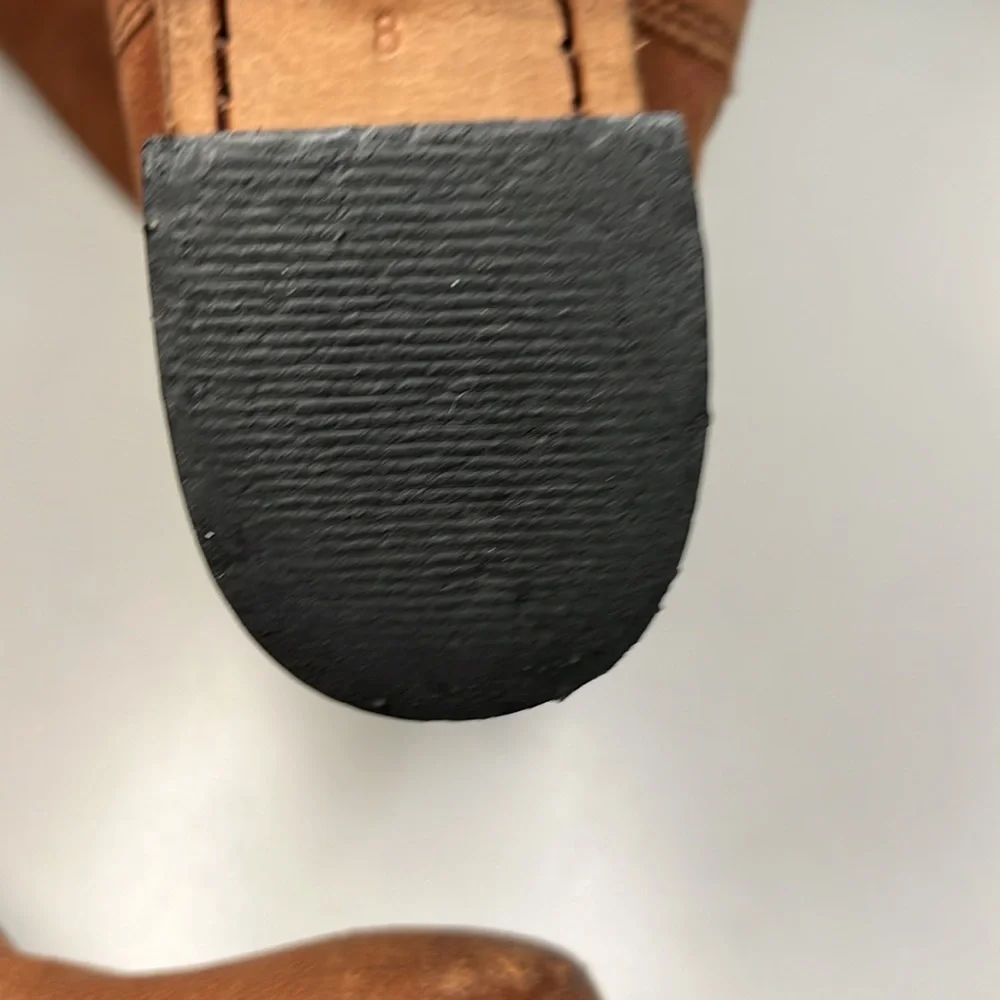 Johnston & Murphy Mid Calf Brown Leather Moto Style Pull On Harness Boots Size 8 - Picture 16 of 16